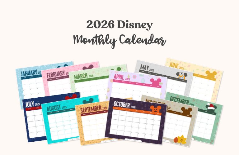 2026 Disney Monthly Calendar