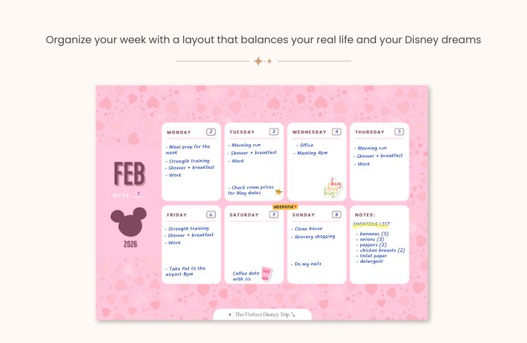 2026 Disney Weekly Planner