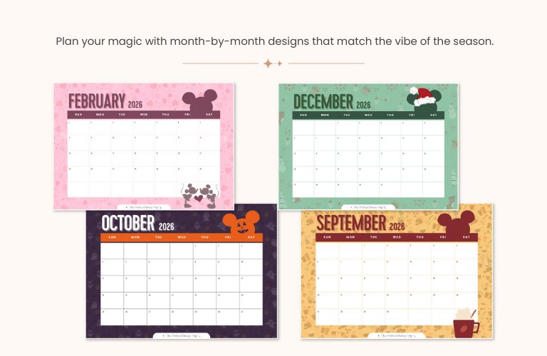 2026 Disney Monthly Calendar