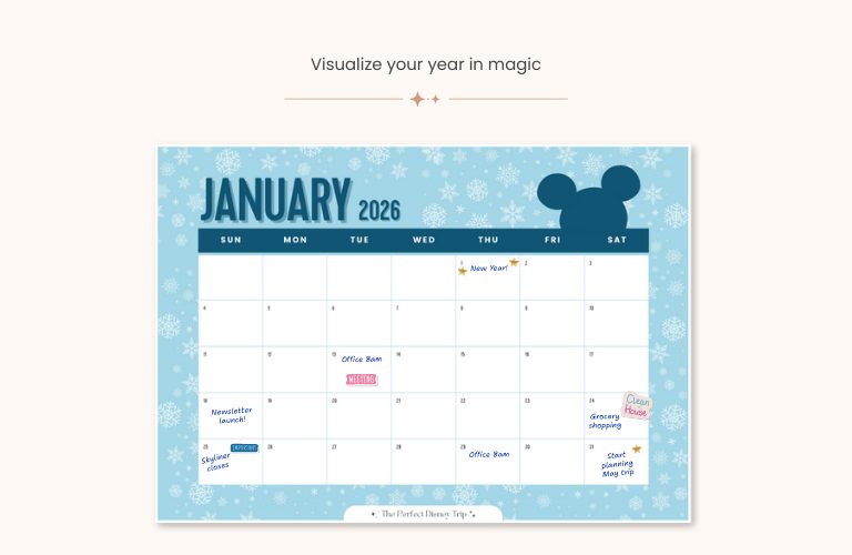 2026 Disney Monthly Calendar